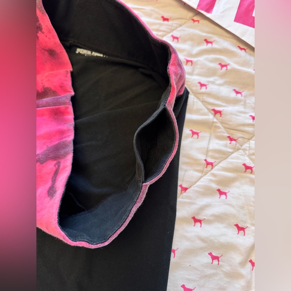 VS PINK VINTAGE Y2K YOGA CAPRI LEGGINGS TIE DYE BLING RHINESTONE LOGO RARE LARGE - Picture 4 of 6